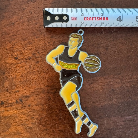 Vintage BASKETBALL PLAYER Purple Stained Glass Window Sun Catchers - Picture 2 of 5
